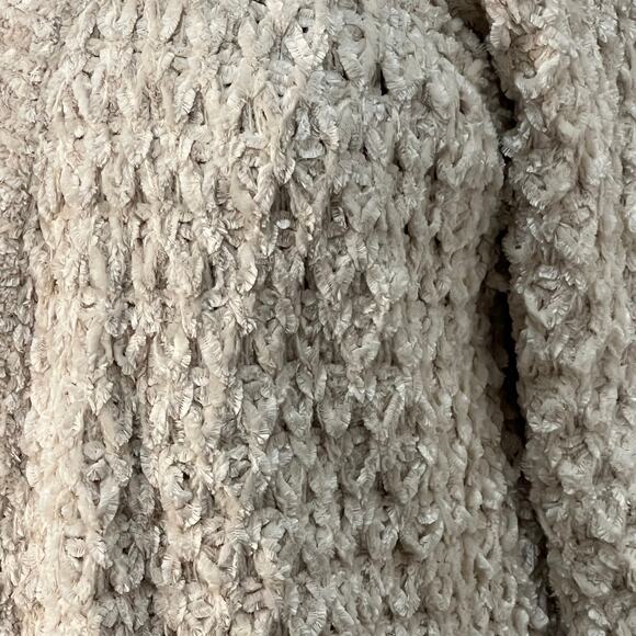 POL Chunky Knit Cream Open Front Popcorn Cardigan Patch Pockets Cottage L NWOT - Picture 5 of 7